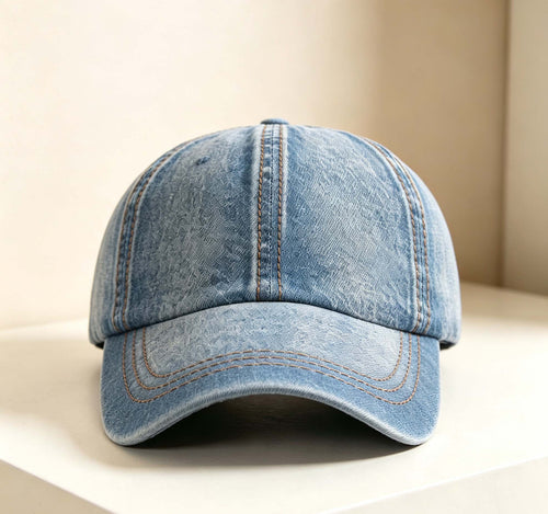 Washed Vintage Denim Baseball Cap, Unisex Summer Sun Hat