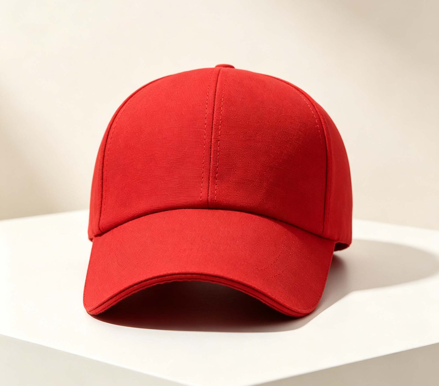 Structured Red Baseball Cap, Outdoor Sun Protection Fishing Plain Visor Hat