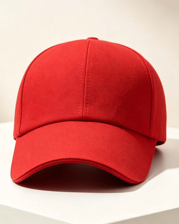 Structured Red Baseball Cap, Outdoor Sun Protection Fishing Plain Visor Hat