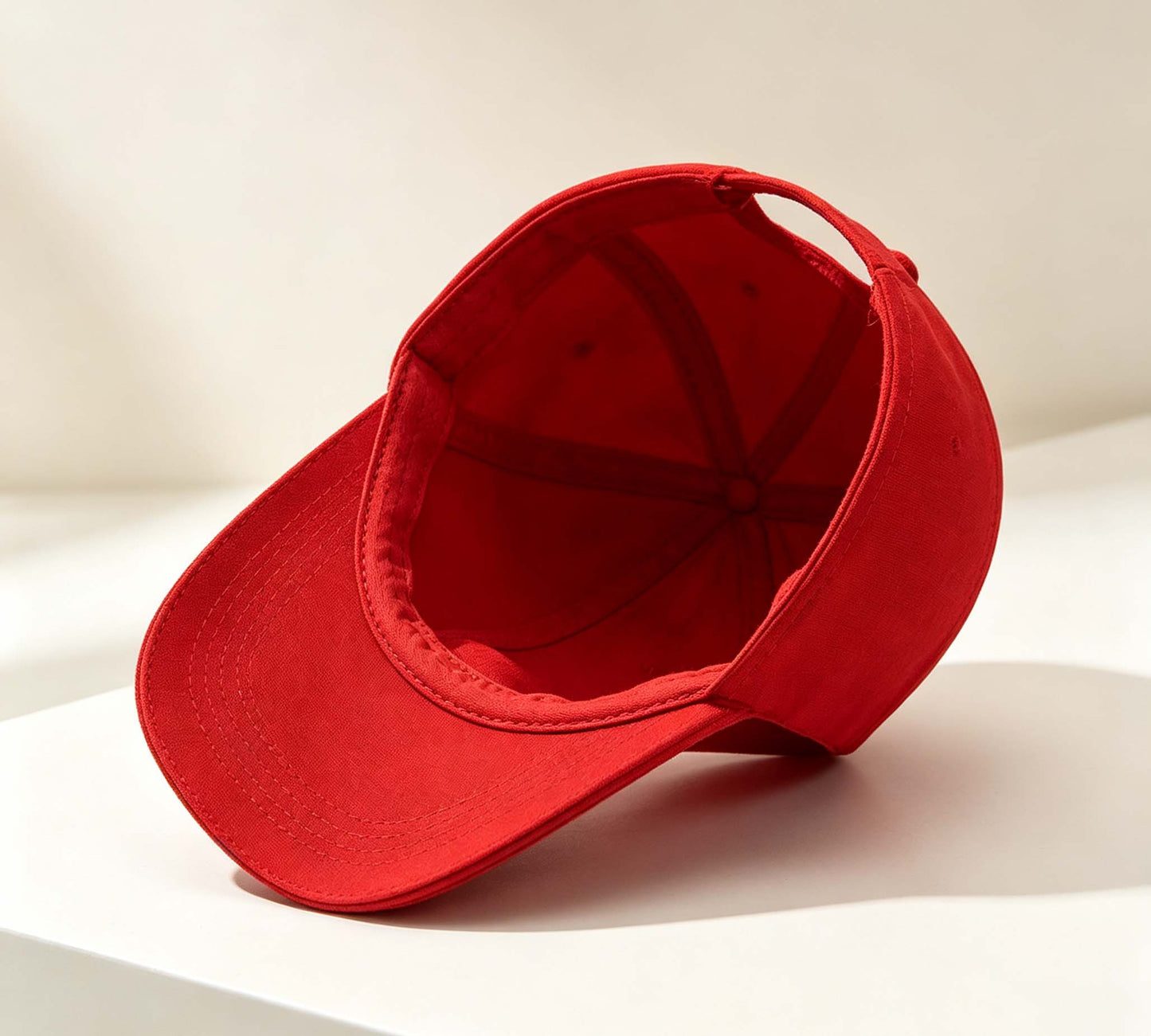 Structured Red Baseball Cap, Outdoor Sun Protection Fishing Plain Visor Hat